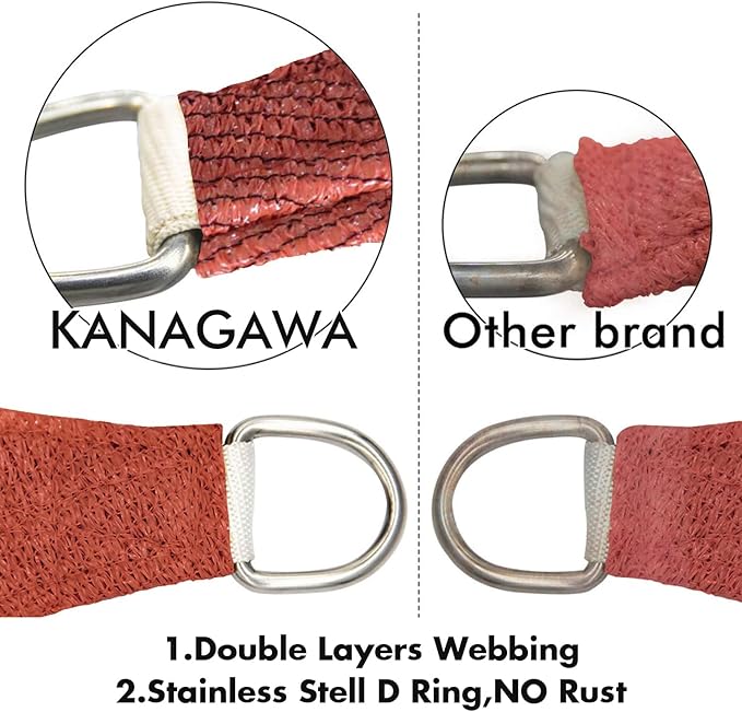 KANAGAWA 12'X24' Rust Red Custom Size Sun Shade Sail Rectangle UV Block Canopy Cover for Patio Backyard Lawn Garden Outdoor (Customized Available)