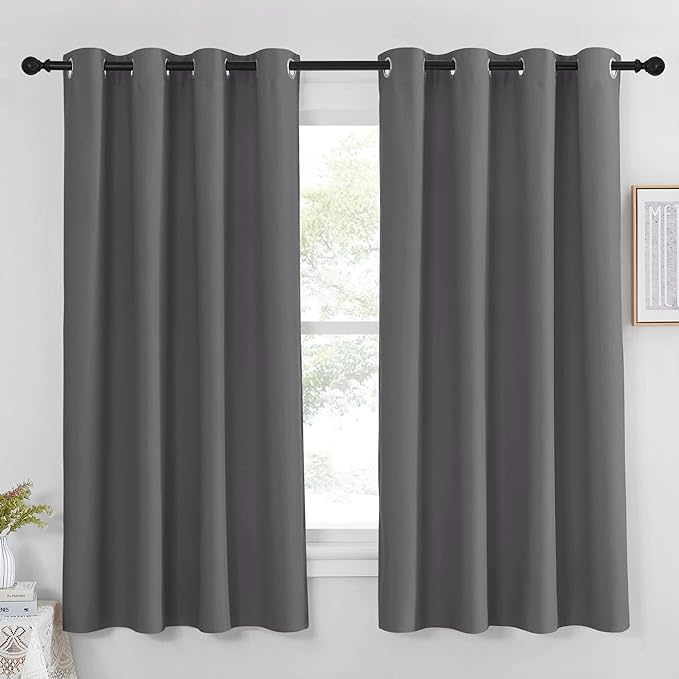 NICETOWN Blackout Window Curtain for Bedroom - (Grey Color) Home Decoration Thermal Insulated Room Darkening Drape/Drapery, W52 x L63 Inch, 8 Grommets/Rings Top, 1 Panel