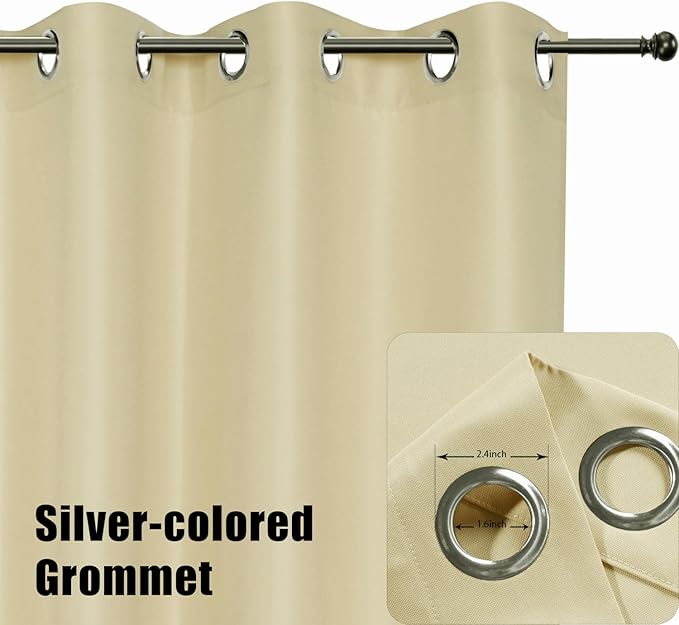 BONZER Waterproof Outdoor Curtains for Patio Porch Pergola Cabana Light Filtering Privacy Grommet Indoor Curtain Panels for Bedroom Living Room, 1 Panel, 54W x 120L inch, Cream
