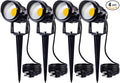 SUNVIE 120V Spot Lights Outdoor LED Landscape Lighting 12W AC Spotlights for Yard Waterproof Landscape Spotlight with Spiked Stake for Tree Garden Pathway Warm White Flag Lights US 3-Plug in, 4 Pack