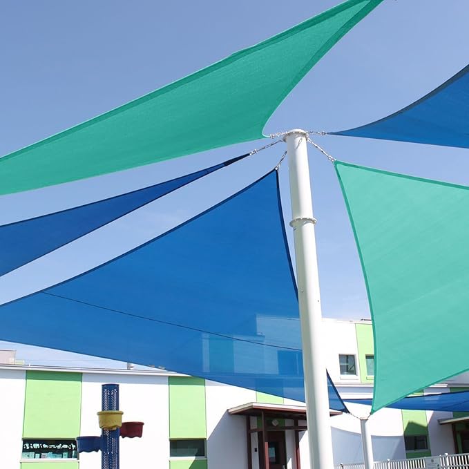 E&K Sunrise 8' x 8' x 8' Sun Shade Sail Triangle Canopy Shade Cover UV Block for Patio Backyard Garden Outdoor (Turquoise)