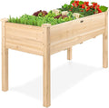 Best Choice Products 48 x 24 x 30 Inches Raised Garden Bed, Elevated Wood Planter Box Stand for Backyard, Patio, Balcony with Bed Liner, 200 Pound Capacity - Natural