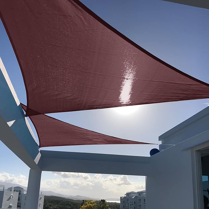 SUNNY GUARD Sun Shade Sail 20'x20'x20' Triangle Brown UV Block Sunshade for Backyard Yard Deck Patio Garden Outdoor Activities and Facility(We Make Custom Size)
