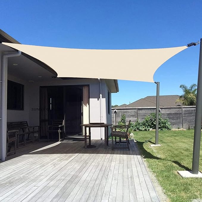 SUNNY GUARD Custom Size 17'x22' Rectangle Butter Cream UV Block Sunshade for Backyard Yard Deck Patio Garden Outdoor Activities and Facility(Customized)