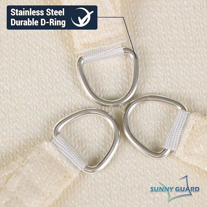 SUNNY GUARD Sun Shade Sail 20' x 20' Rectangle Butter Cream UV Block Sunshade for Backyard Yard Deck Patio Garden Outdoor Activities and Facility(We Make Custom Size)