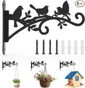 Metal Hanging Plant Bracket with Birdie Pattern 2 Pack – Heavy Duty Plant Hooks for Hanging Flower Baskets，Plants, Bird Feeder, Wind Chime - Indoor/Outdoor Use，Black Matte Texture (12 in)