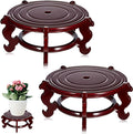 Geetery 2 Pcs 4 to 12 in Wooden Plant Stands Indoor Chinese Oriental Plant Stand for Vase Fishbowl Flower Pot Lamp Redwood Base Vintage Display Rack Decor(10 Inch)
