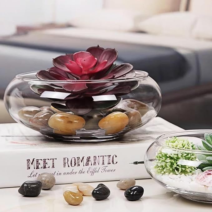 Glass Lotus Bowl Planter, Lotus Flower Bowl, Lotus Bowls for Planting in Water Indoors,Suitable for Succulent Plants and Aquatic Plant Bonsai Arrangements (S)