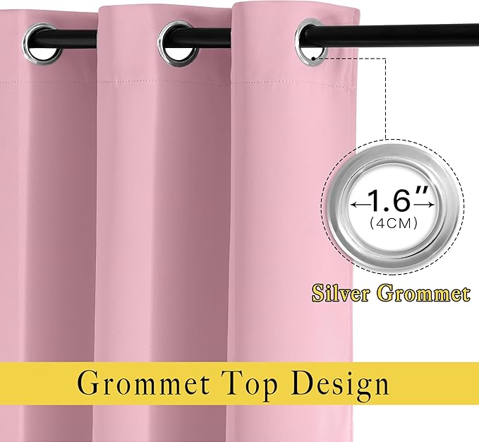 NICETOWN Sliding Door Curtain 108 Inches Long - Blackout Thermal Insulated Grommet Room Divider Privacy Drape for Patio Glass Door, 1 Panel, Rouge Pink, 100 Inch Extra Wide