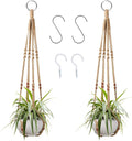 Augshy 2 Pcs Plant Hangers Hanging Plant Holder for Indoor Outdoor Decor Macrame Hanging Planter Basket with 4 Hooks(35 Inch)