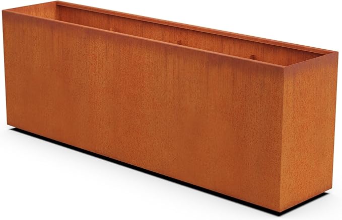 PLANTERCRAFT Corten Steel Planter Rectangle Outdoor Metal Garden Box Heavy Duty | Made in USA | Fully Assembled