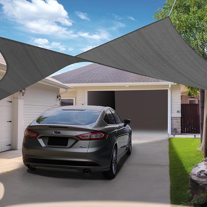 KANAGAWA Sun Shade Sail Curved 16'X20' Dark Gray Rectangle Outdoor Shade Cover UV Blovk Canopy for Patio Garden Backyard Heavy Duty Permeable 185GSM (We Make Custom Size)