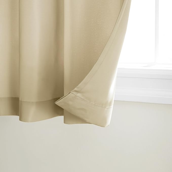 TOWN & COUNTRY BASICS Cabana Solid Heavyweight Indoor Outdoor Curtains, Light Filtering Opacity with Grommet Top, Water Repellent, 2-Pack Set, 54"x84", Natural