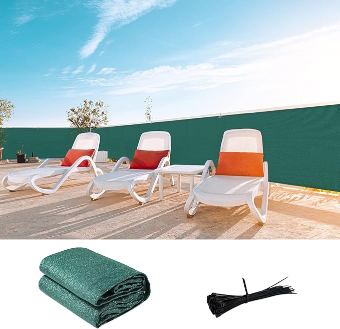 LOVE STORY Custom Size 3'x22' Dark Green Balcony Privacy Screen,UV Block Privacy Fence Screen,90% Shield for Outdoor Pool Garden Apartment Railing
