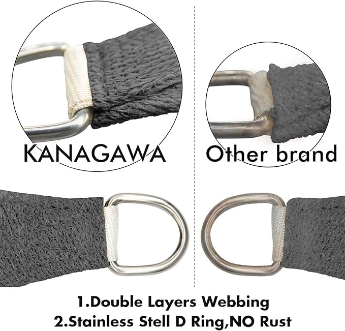 KANAGAWA 18'X18' Dark Gray Custom Size Sun Shade Sail Square UV Block Canopy Cover for Patio Backyard Lawn Garden Outdoor (Customized Available)