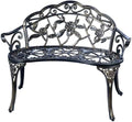 JARDIN DE CENTENNIAL Patio Garden Bench Metal Park Bench Cast Aluminum Outdoor Furniture with Floral Rose for Patio,Park,Lawn,Yard (Copper)