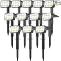 Solar Spot Lights Outdoor Waterproof IP65, [12 Pack/100 LED/4 Modes] 2-in-1 Solar Landscape Spotlights, Auto On/Off High Lumens Spot Lights for Outside Yard Garden Pathway(Cool White)
