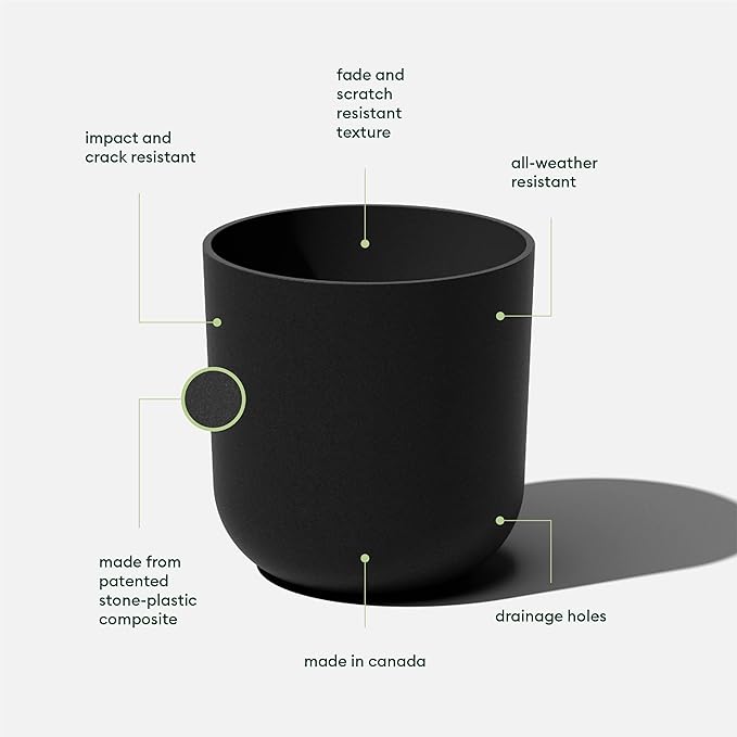 Veradek Round Black Plastic Planter Pots for Indoor/Outdoor Garden Use, with Drainage Holes, Suitable for Small to Large Succulent Plants, Flowers, Modern Interior Plants