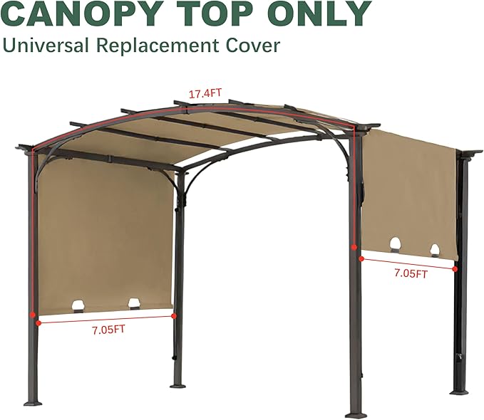85''x 208'' Universal Doubleton Steel Pergola Replacement Cover for Pergola L-PG080PST, (Khaki)