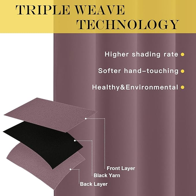 NICETOWN Blackout Curtains & Drapes - Privacy Thermal Efficiency Backdrop Curtains for Bedroom Room Divider Living Room Patio Sliding Glass Door, Wide 80 x Long 144 inch, Dry Rose, 1 Panel