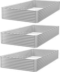 FRIZIONE 3pcs 8x4ft Galvanized Raised Garden Bed Outdoor,Above Ground Garden Bed for Vegetable,Metal Raised Beds for Flower,Steel Raised Beds for Gardening