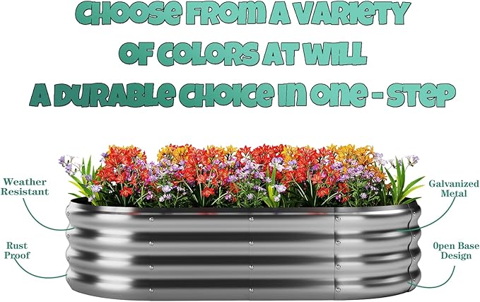Galvanized Metal Planter Round Raised Garden Bed Kit for Gardening Outdoor Garden Box Raised Flower Bed 1PC White 6X3X2FT