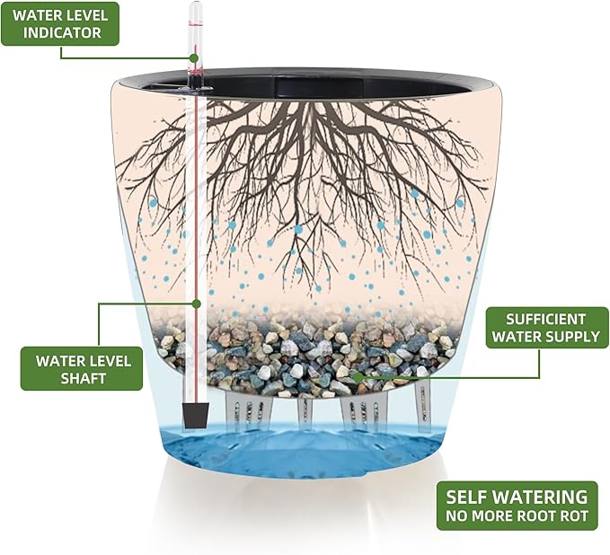 Dexceder 13x12 Self Watering Planter with Wheels Indoor Outdoor, Inner Pot Design, Thickened Large Floor Standing Flower Plant Pot with Water Level Indicator (Peacock Blue Gradient)