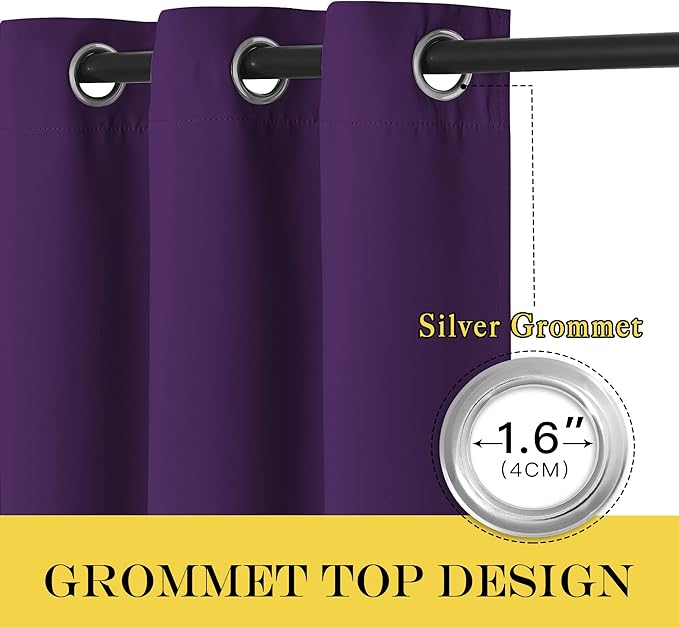 NICETOWN Blackout Room Divider Curtains for Sliding Glass Doors 102 Inches Long 1 Panel, Extra Wide Curtains for Doorway Patio Bedroom Living Room (Royal Purple, 80Wx102L, 1 Panel)