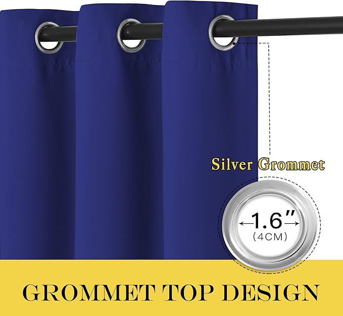 NICETOWN Blackout Patio Curtains 100 x 144 Inches Long for Sliding Door Extral Wide Blackout Curtain Panels Thermal Insulated Room Divider - Grommet Top, 100" W x 144" L, 1 Panel, Navy Blue