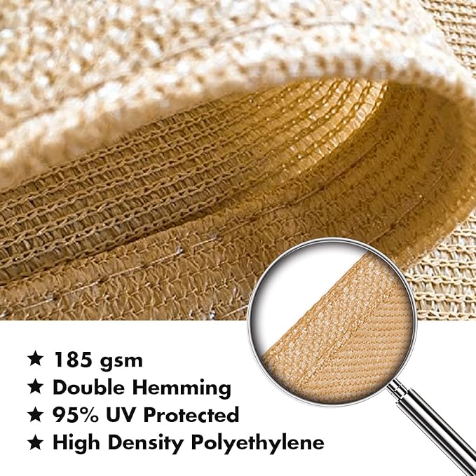 KANAGAWA 6'X14' Sand Custom Size Sun Shade Sail Rectangle UV Block Canopy Cover for Patio Backyard Lawn Garden Outdoor (Customized Available)