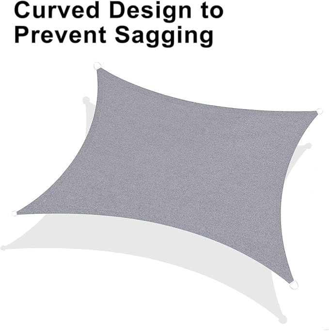 LOVE STORY Custom Size 5'x7' Silver Grey Sun Shade Sail Rectangle UV Block Canopy Patio Sail Sunshades Fabric for Outdoor Garden Carport (We Make Custom Size)