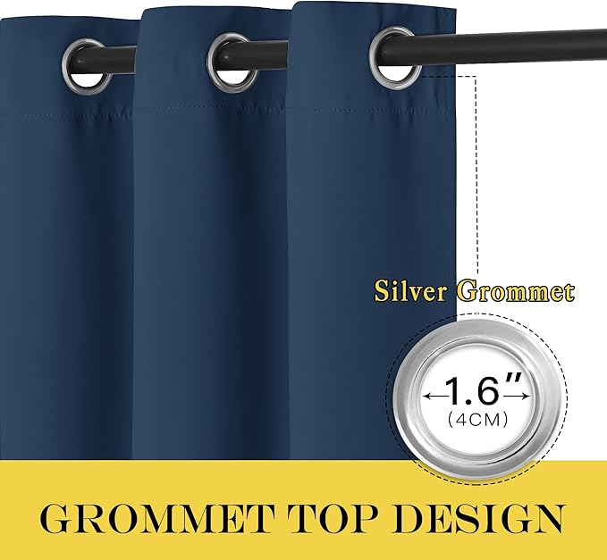 NICETOWN Blackout Curtains for Sliding Glass Door Room Divider Noise Reduce Curtain Panel Portable Window Screen Sliding Partition, W100 x L102 inches, 1 Panel, Moroccan Blue