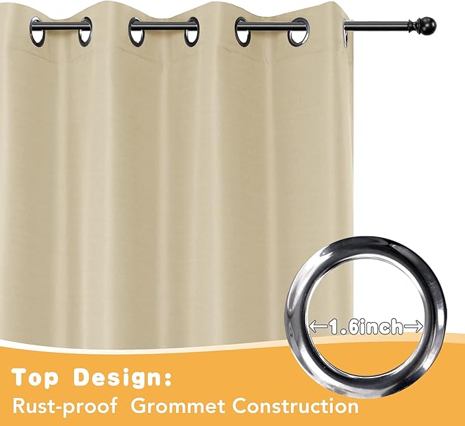 HolidayIdeas Outdoor Curtains for Patio Waterproof, 4 Panels - 84 x 95 Inch - Privacy Protection & Light Filtering Curtains Grommet Outside Curtains for Porch, Gazebo, Pergola, Backyard (Cream)