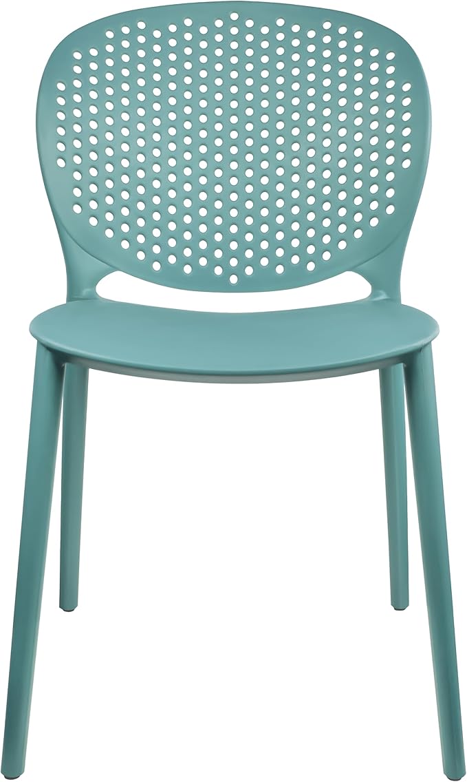 2xhome Set of 4 Patio Dining Chairs | Modern Stackable Outdoor Pool Side Chair | Weather Resistant Plastic for Yard, Porch, Balcony, Kitchen, Teal