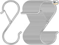 32 Pack S Hooks for Hanging, 3.5 inch Heavy Duty Metal S Hooks with Safety Buckle S Shaped Hooks Pot Rack Closet Hooks for Hanging Plants, Clothes, Kitchen Utensil, Pots, Pans, Bags (Silver)