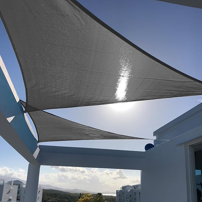 SUNNY GUARD Custom Size 11'x14'x17.8' Triangle Dark Grey UV Block Sunshade for Backyard Yard Deck Patio Garden Outdoor Activities and Facility(Customized)