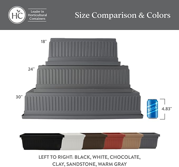 The HC Companies 24 Inch Venetian Window Planter Box with Drainage Plug, Lightweight UV-Resistant Plastic Indoor & Outdoor Planters, 2-Pack Flower Box for Garden & Home Decor, Sandstone