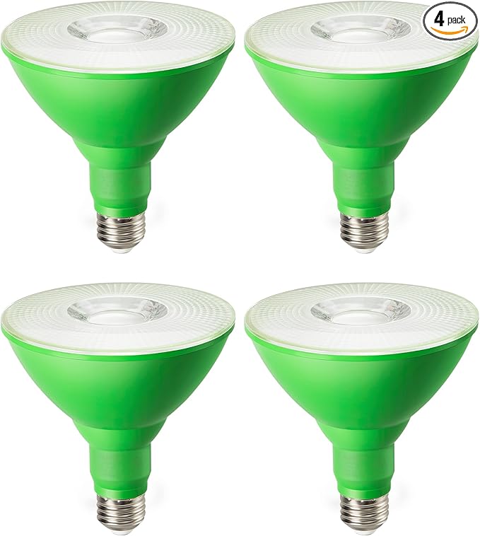 EDISHINE St.Patrick's Day/Easter Decorations PAR38 Green LED Flood Light Bulbs, Dimmable LED Light Bulb, 18W(120W Equivalent), Outdoor Weatherproof Light Bulb, E26 Base, 4 Pack
