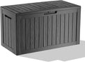 86 Gallon Outdoor Deck Box, Lockable Waterproof Outdoor Storage Boxes For Garden Tools,Indoor Cushions,Accessories Outside Storage Resin Weatherproof Container(Black)