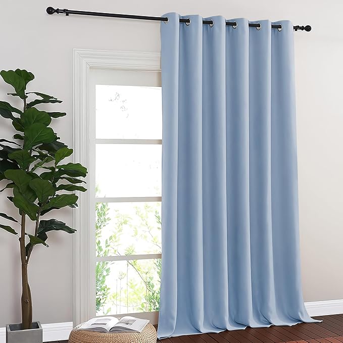NICETOWN Blackout Curtains & Drapes - Privacy Thermal Efficiency Backdrop Curtains for Bedroom Room Divider Living Room Patio Sliding Glass Door, Wide 80 x Long 144 inch, Vintage Blue, 1 Panel