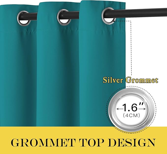 NICETOWN Blackout Doorway Curtain Drape 78 inch Long - Grommet Noise Reducing Thermal Insulated Solid Modern Window Treatments for Bedroom Closet (1 Panel, 52 x 78 Inch, Peacock Teal)