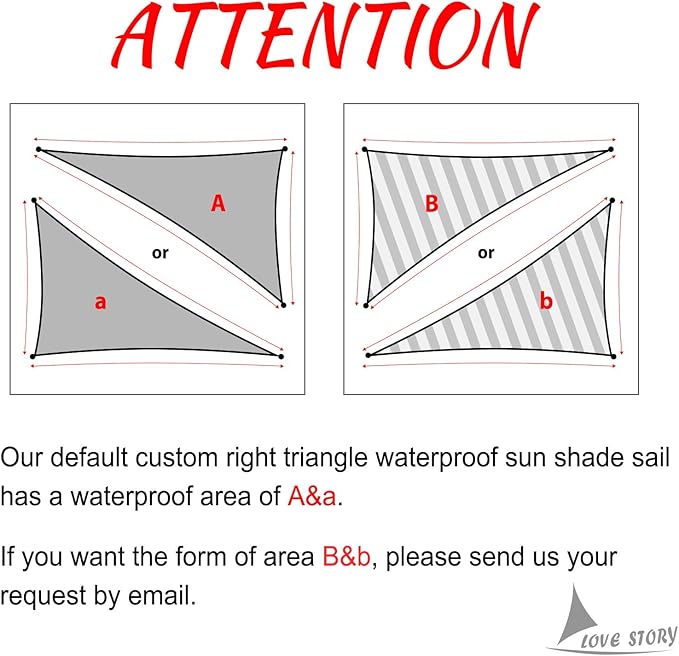 LOVE STORY Right Triangle 10'x18'x20.6' Waterproof Sun Shade Sail Canopy UV Block for Outdoor Patio Backyard Carport,Dark Grey(We Make Custom Size)
