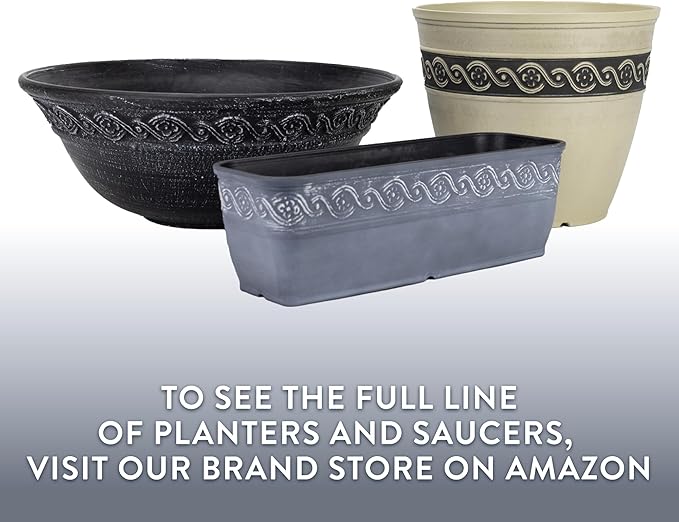Classic Home and Garden Corinthian Resin Flower Pot Planter, Slate Blue, 8"