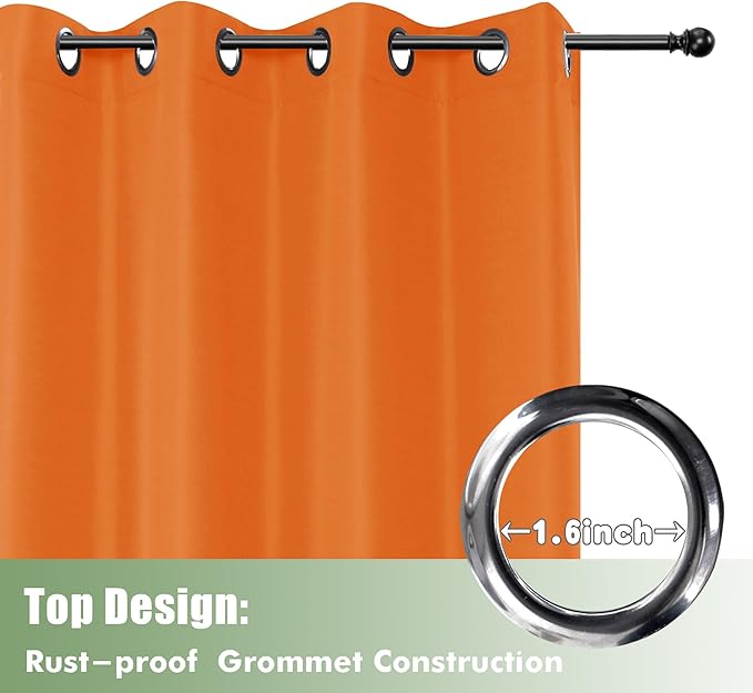HolidayIdeas Outdoor Curtains for Patio Waterproof, 6 Panels - 54x84 Inches - Weatherproof Privacy Outsides Curtains for Cabana Porch Pergola, Sunlight & UV Blocking (Mecca Orange, Grommet Top)