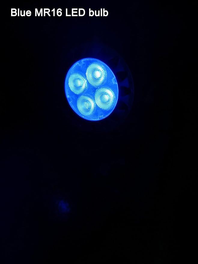 ALIDE MR16 GU5.3 Blue Led Bulbs 5W,20W 35W 50W Halogen Equiv,Low Voltage 12V MR16 Blue Color Bulb Spotlights for Outdoor Landscape Flood Yard Garden Tree Pool Step Lighting,Not Dimmable,38 Deg,6 Pack