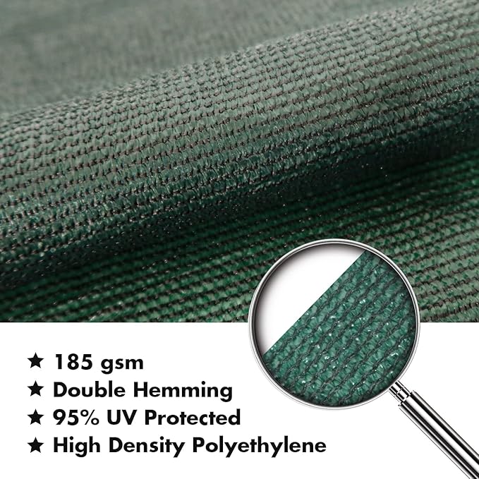 KANAGAWA 8'X9' Dark Green Custom Size Sun Shade Sail Rectangle UV Block Canopy Cover for Patio Backyard Lawn Garden Outdoor (Customized Available)