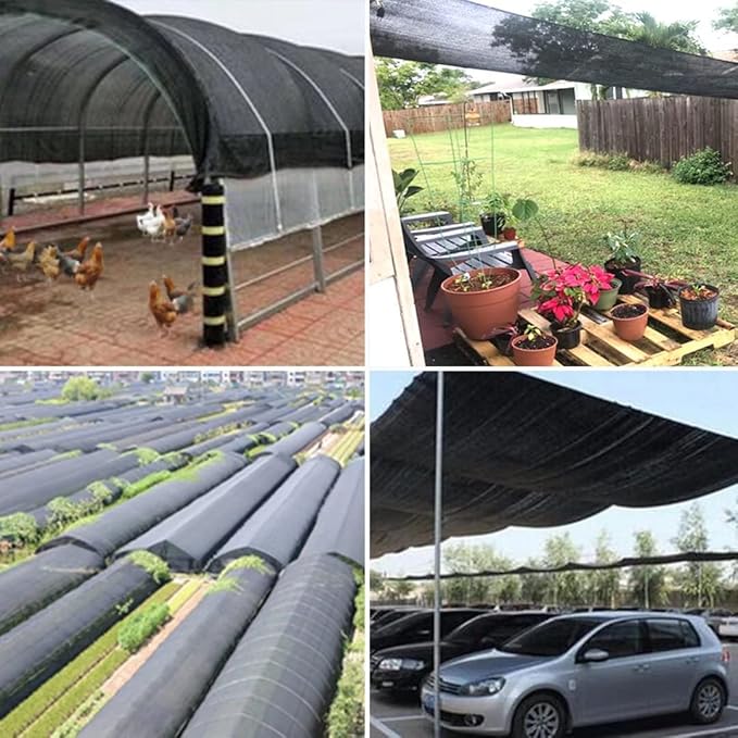 QLOFEI 4x20 FT Shade Cloth with Grommets, 90% Sun Shades Outdoor Patio Mesh Tarp, Easier to Hang Sunblock Neting Cover -for Garden Greenhouse Pergola Lawn Kennel Chicken Coop