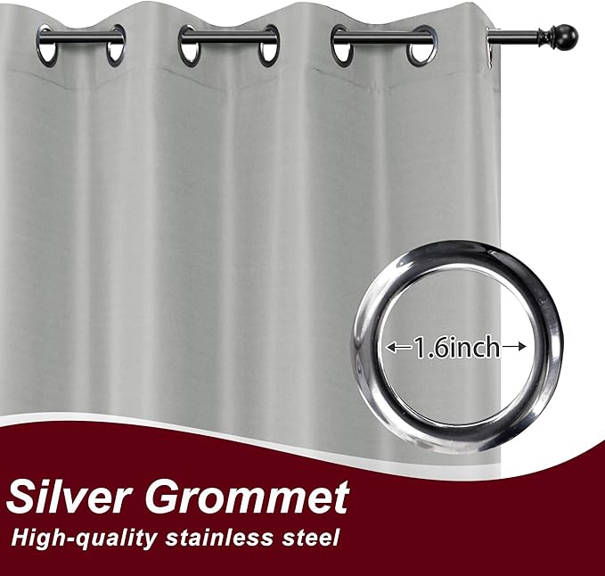HolidayIdeas Grommet Outdoor Curtains for Patio Waterproof 8 Pcs All Weather Balcony Outside Curtains for Apartments, Gazebo, Pergolas, Porch, 54x84 Inch, Silver Grey