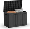EasyUp 45 Gallon Outdoor Storage Box Waterproof, UV Resistant Deck Box Outdoor, Lockable Resin Deck Boxes for Garden Tools Equipment and Cushions, Black