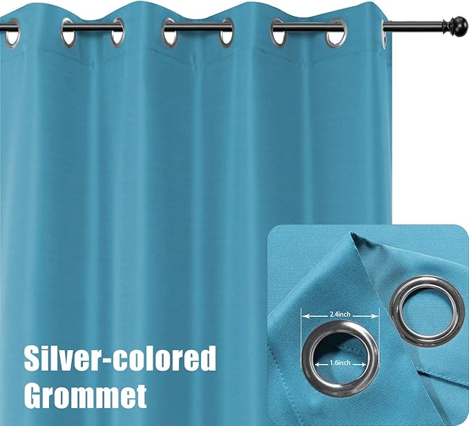 BONZER Waterproof Indoor/Outdoor Curtains for Patio Thick Privacy Grommet Curtains for Bedroom, Living Room, Porch, Pergola, Cabana, 1 Panel, 84W x 84L inch, Teal